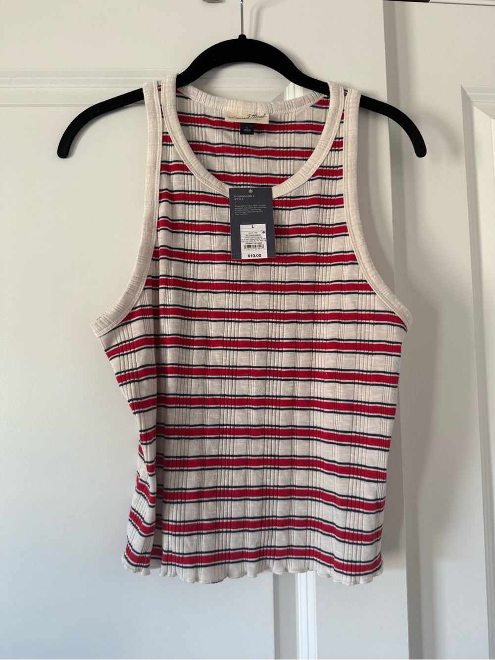 Universal Thread - Striped Ribbed Tank - Cream, Red & Navy
